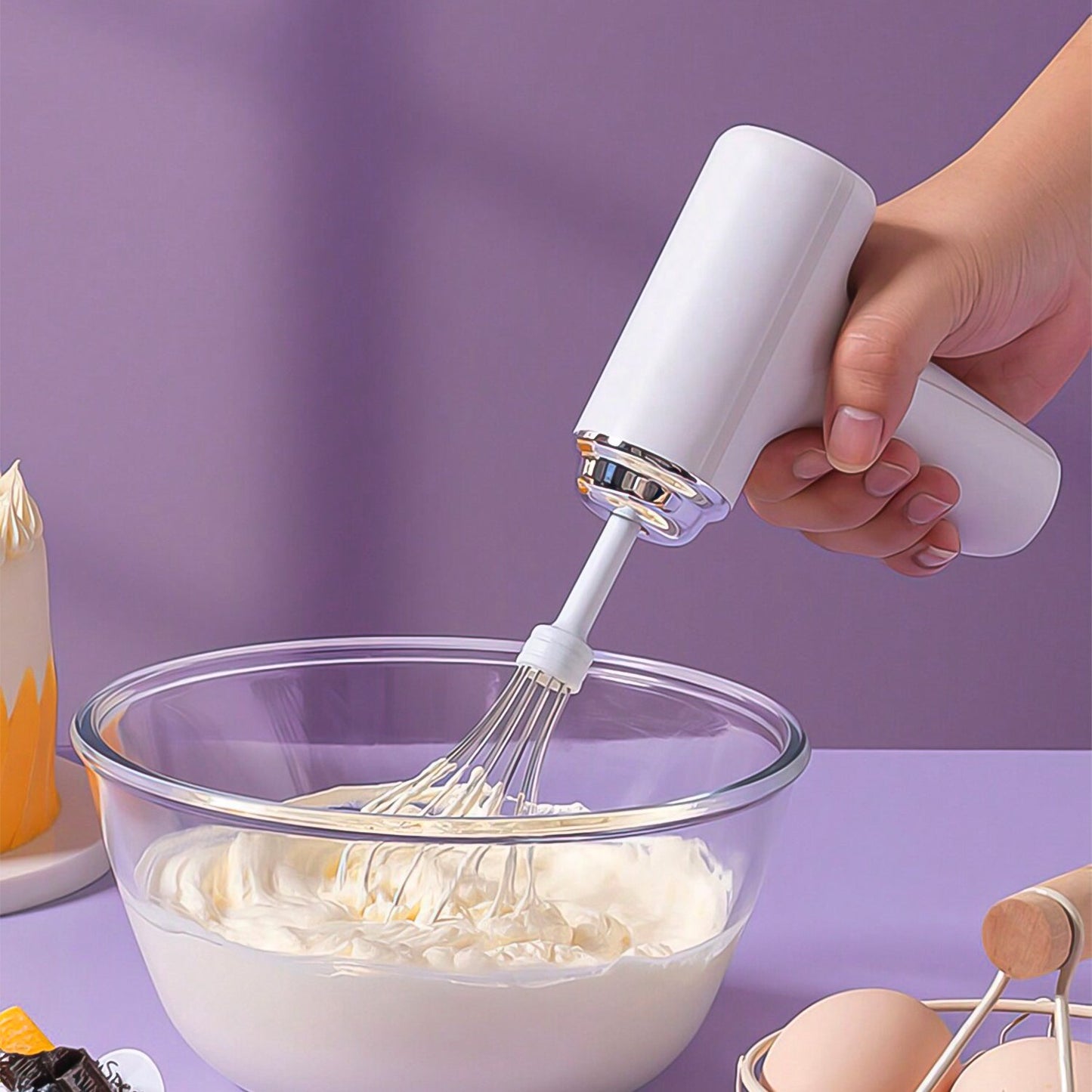Wireless Hand Mixer, Charging Handheld 2pc portable Whisk Mini High Power Beater Baking Hand Held Mixer, Portable Kitchen Blender.