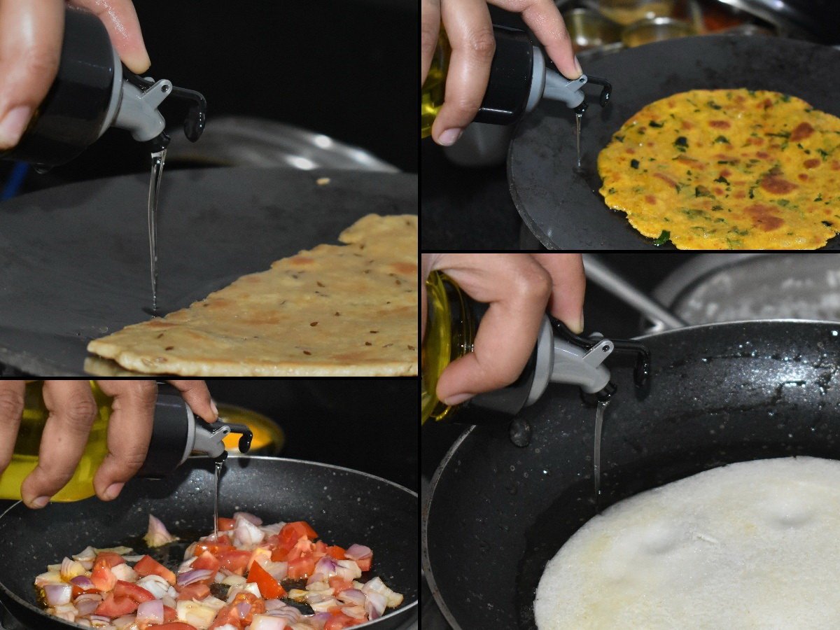 2288A 1LTR OIL DISPENSERWITH LID - CLEAR, DRIP FREE SPOUT, CONTROLLED USE