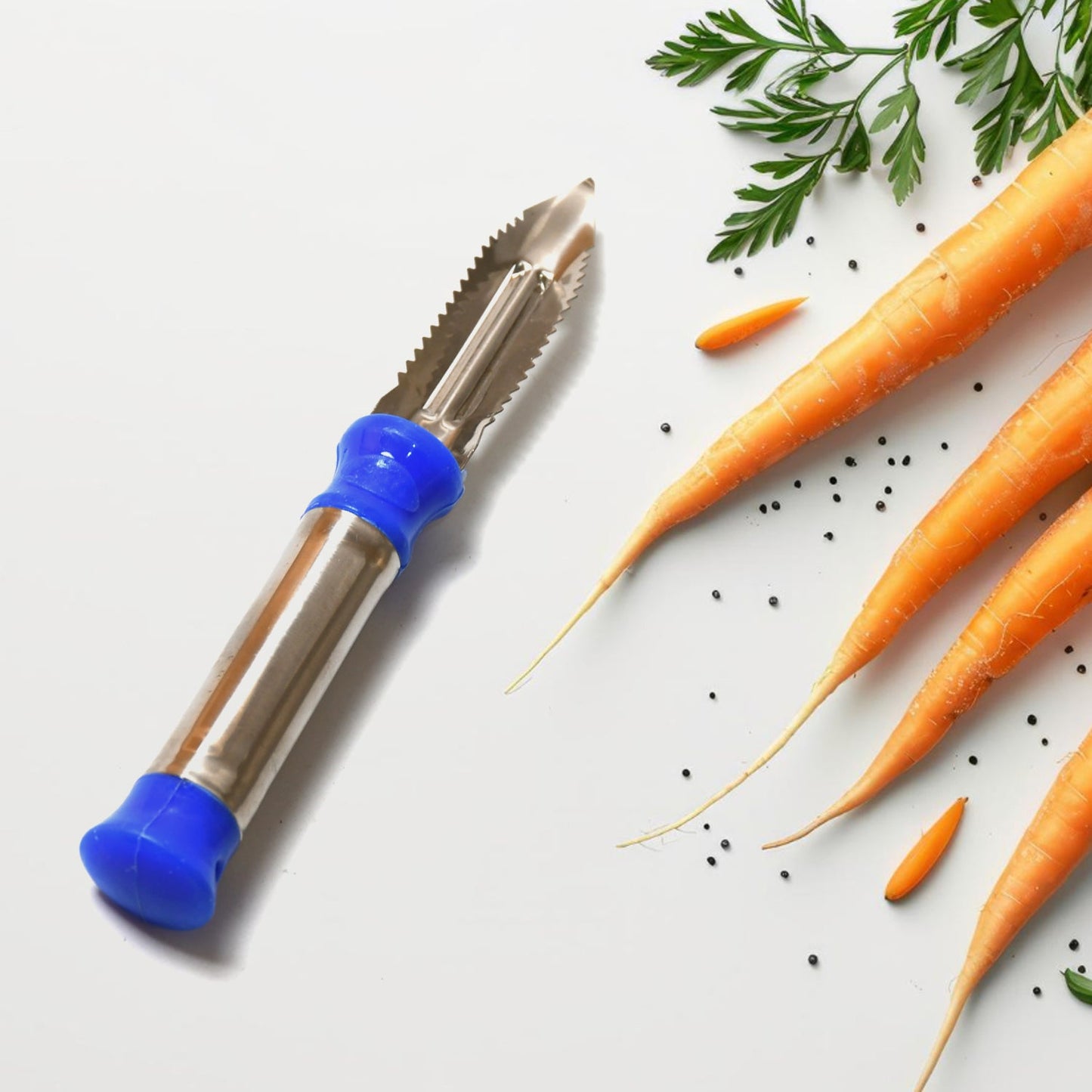 2in1 Multi-Purpose Stainless Steel Peeler With Hanging Ring For Vegetables, Potato Peeler, Carrot, grated, Suitable for Peeling and shredding Fruit and Vegetables Kitchen Accessories, Piller (1 pc)