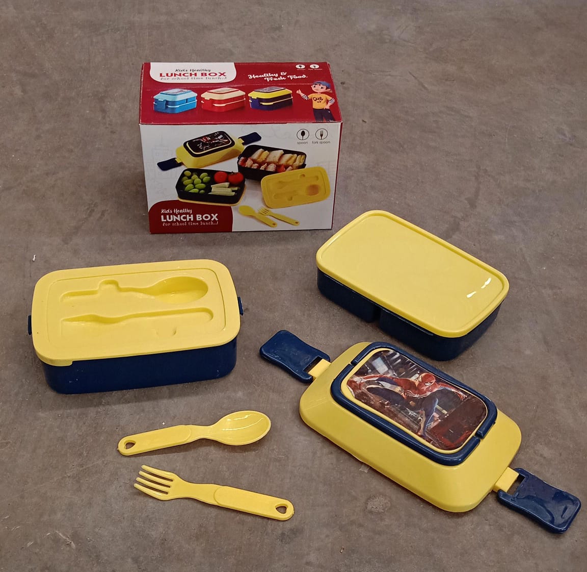 5621 Double Layer Lunch Box Stylish Lid Lunch Box With Fork & Spoon Lunch Box For Children School Lunch Box