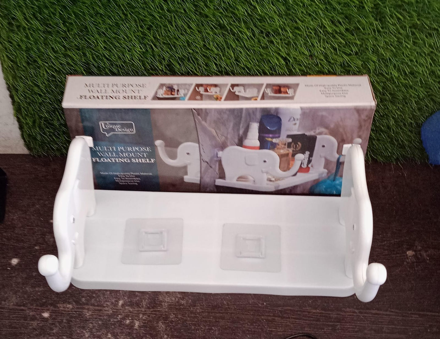 MULTIFUNCTIONAL ELEPHANT SHAPED STORAGE SHELF, NO PUNCHING WALL MOUNTED MINI STORAGE RACK, CREATIVE CUTE ELEPHANT SHELF ORGANIZER FOR KITCHEN BATHROOM BEDROOM STUDY