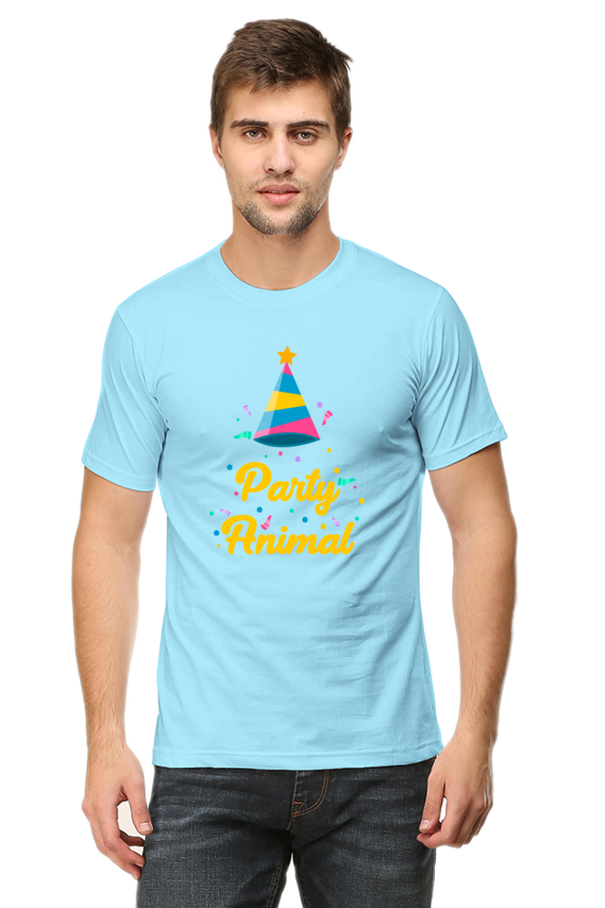 "Party Animal" Printed Unisex T-Shirt | Fun Party Hat & Confetti Graphic