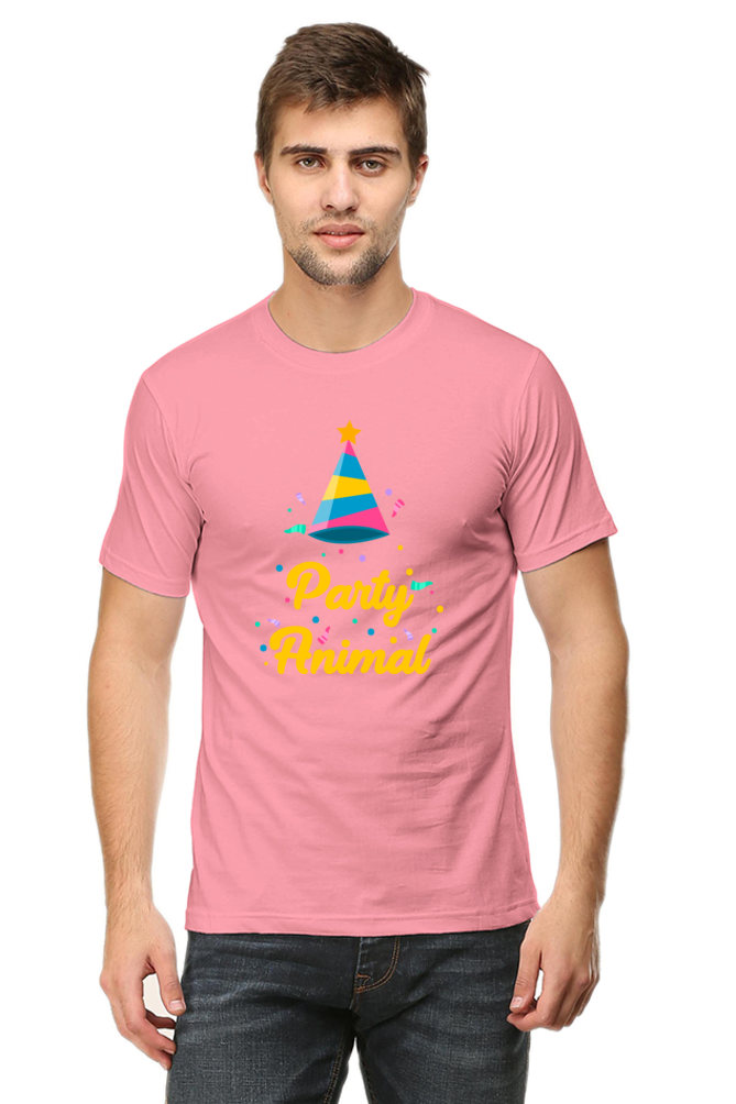 "Party Animal" Printed Unisex T-Shirt | Fun Party Hat & Confetti Graphic