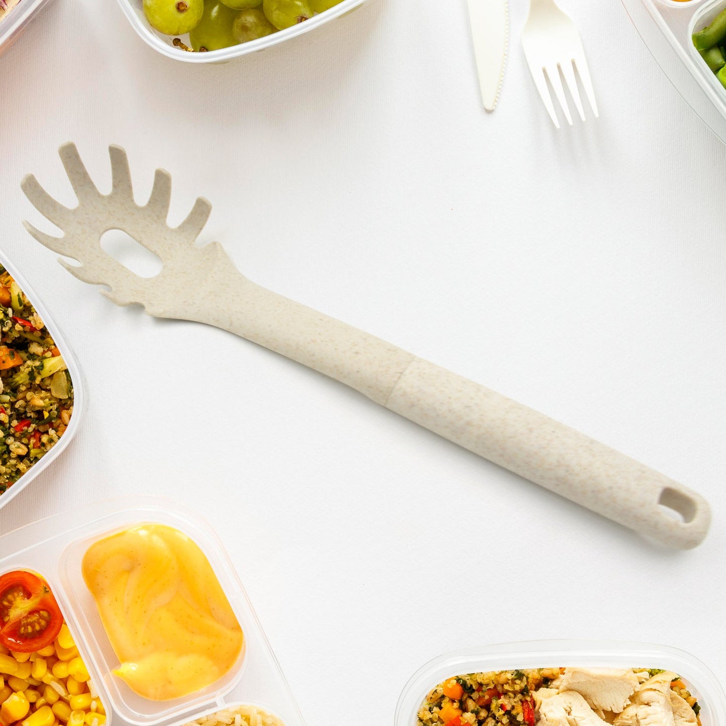 Plastic Kitchen Accessories Whisk , Pasta Spoon & Soup Spoon Heat Resistant Non Stick Spoons Kitchen Cookware Items (1 Pc )