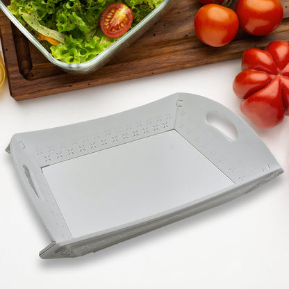 Foldable Serving Tray Plastic Serving Tray With Handle Serving Tray For Food, Kitchen, Outdoors, Restaurants (1 Pc)