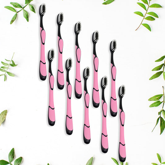 Soft Toothbrush With Plastic Round Box for Men and Women, Kids, Adults Plastic Toothbrush (10 pcs Set / Mix Color)