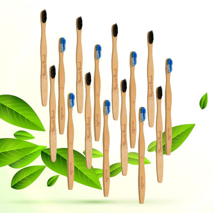 Bamboo Wooden Toothbrush Soft Toothbrush Wooden Child Bamboo Toothbrush Biodegradable Manual Toothbrush for Adult, Kids (15 pcs set / With Round Box)