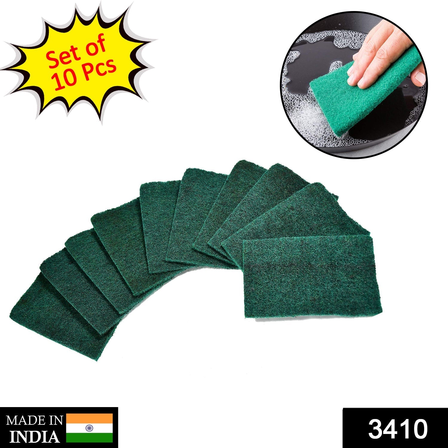 3410 Scrub Sponge Cleaning Pads Aqua Green 10PCS