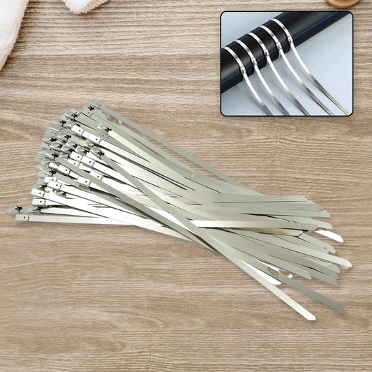 Stainless Steel Cable TIE Used for Solar, Industrial and Home Improvement Multipurpose HIGH Strength, Self-Locking Zip Ties, Multi-purpose Tie, Portable Rustproof 100Pcs Wide Application Zip Tie Set for Building (4.6x100MM / 100 pcs Set)