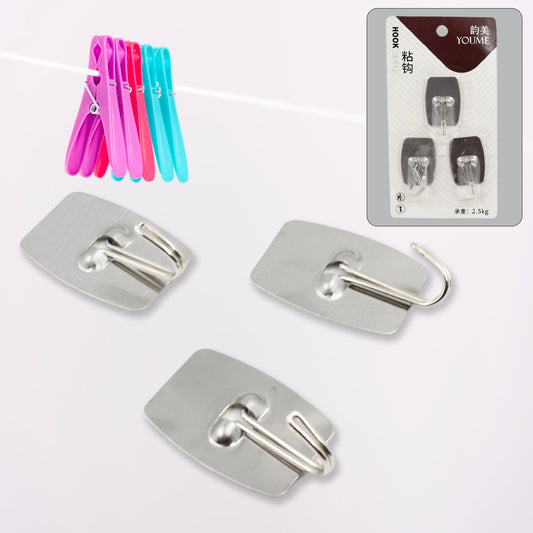 Multipurpose Strong Hook Self-Adhesive hooks for wall Heavy Duty Hook, Sticky Hook Household For Home, Decorative Hooks, Bathroom & All Type Wall Use Hook, Suitable for Bathroom, Kitchen, Office