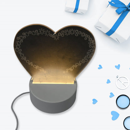 Creative Visualization Lamp 3 D Acrylic Decorative Lamp for Creative Keeps Notes Drawing Table Lamp for Home Decor / Bedroom / Gift / Office Decoration / Erasable Board (Heart-Shape / 1 pc)