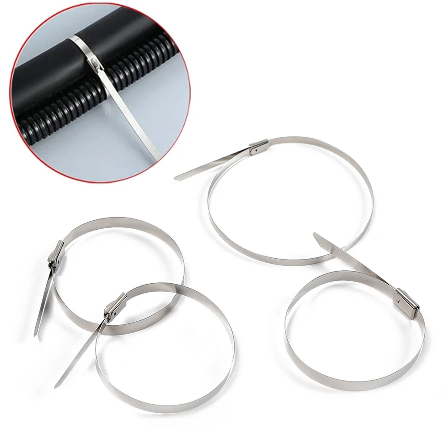 Stainless Steel Cable TIE Used for Solar, Industrial and Home Improvement Multipurpose HIGH Strength, Self-Locking Zip Ties, Multi-purpose Tie, Portable Rustproof 100Pcs Wide Application Zip Tie Set for Building (4.6x100MM / 100 pcs Set)
