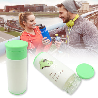 Outdoor Sport Glass water bottle 350ml leak proof BPA-free for travel cold and hot water glass water bottle with daily water intake for gym and children, Home, Travel, Office Use (350ml)