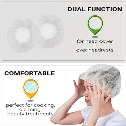 6639 Disposable Shower Caps for Women Larger Thicker Waterproof and Individually Wrapped, Plastic Elastic Hair Bath Caps for Hotel and Spa, Hair Salon, Home Use, Portable Travel (pack of 12)