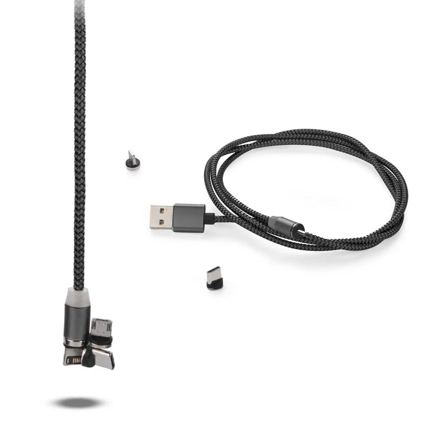 Magnetic Charging Cable 3 in 1 Metal Magnetic Micro USB Type C Lighting Cable with LED, Multiple Charging Adapters for All Android and all Smartphones (Compatible with All Android and iPhone Smartphones, Tablet, PC, Mobile