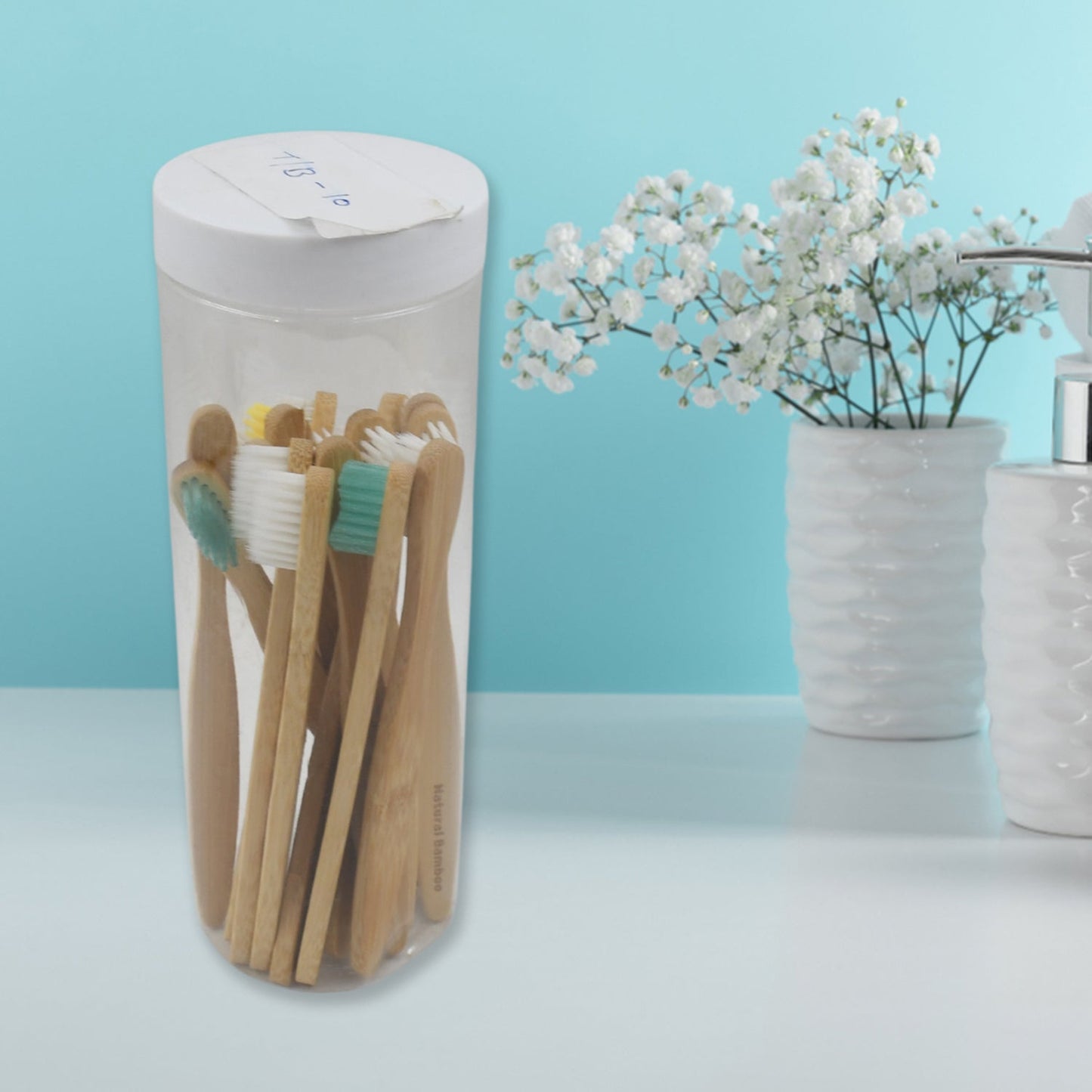 Bamboo Wooden Toothbrush Soft Toothbrush Wooden Child Bamboo Biodegradable Toothbrush, Manual Toothbrush for Adult, Kids (15 pcs set / With Round Box)