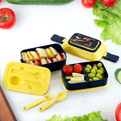 5621 Double Layer Lunch Box Stylish Lid Lunch Box With Fork & Spoon Lunch Box For Children School Lunch Box
