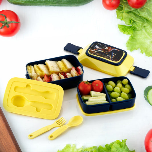 5621 Double Layer Lunch Box Stylish Lid Lunch Box With Fork & Spoon Lunch Box For Children School Lunch Box