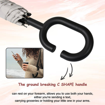 8551 Umbrella Summer Sun and Rain Protection Foldable Cute Umbrella & C-Shaped Handle || UV Protection Rain Sun Umbrella || Travel Accessories || Umbrella for Children, Girls, and Boys (1 Pc / Mix Color)