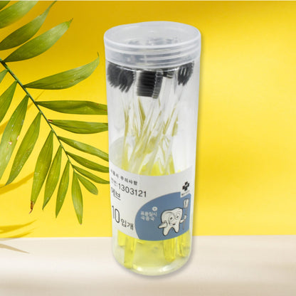 Premium Plastic Toothbrush With Plastic Round Box for Men and Women, Kids, Adults Plastic Toothbrush (10 pcs Set)