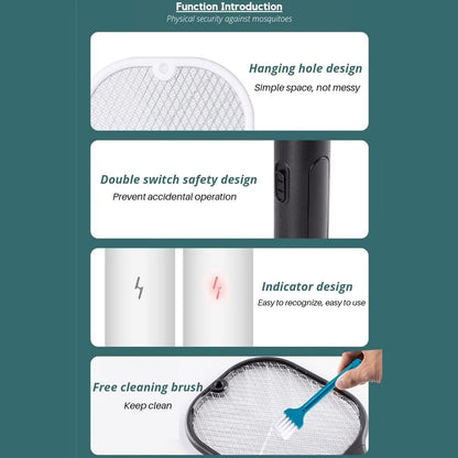 1747 Mosquito Killer Racket | Rechargeable Automatic Electric Fly Swatter | Mosquito Zapper Racket with UV Light Lamp | Mosquito Swatter with USB Charging Base | Electric Insect Killer Racket Machine Bat