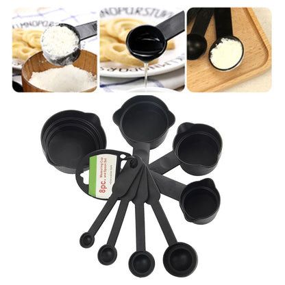 106 Plastic Measuring Cups and Spoons (8 Pcs, Black) Party Hat