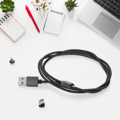 Magnetic Charging Cable 3 in 1 Metal Magnetic Micro USB Type C Lighting Cable with LED, Multiple Charging Adapters for All Android and all Smartphones (Compatible with All Android and iPhone Smartphones, Tablet, PC, Mobile