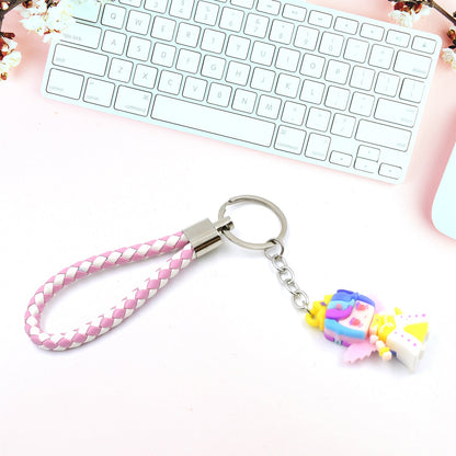 Cute Keychain With Card Gift - Keychain Accessories Key Chain Backpack Charms Car Keys Keychain for Kids Girls, Unicorn Toy and Charm Key- Chain for Bag / Door Key- Ring / car Key- Ring / Party Favor (Mix Color & Design 1 Pc )