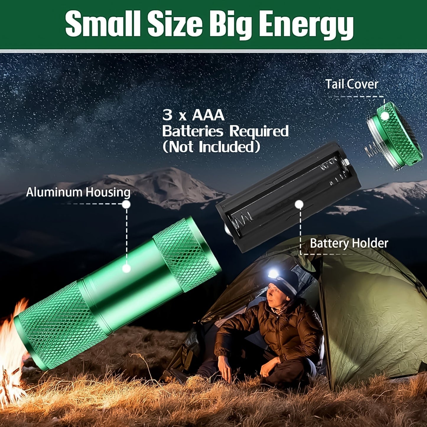 Super-Bright Mini 9 LED Bulb Pocket Torches - Small Torch Flashlight for Camping, Hiking, DIY, Travelling, Outdoors and More 3 Battery operated (Battery not included / 1 pc)