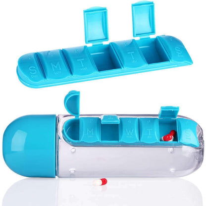 Pill & Vitamin Bottle, Water Bottle Multi Functional Use for Traveling & Outdoor Use Water Bottle, Travelling kit, Summer Special Bottle (600 Ml / Mix Color )