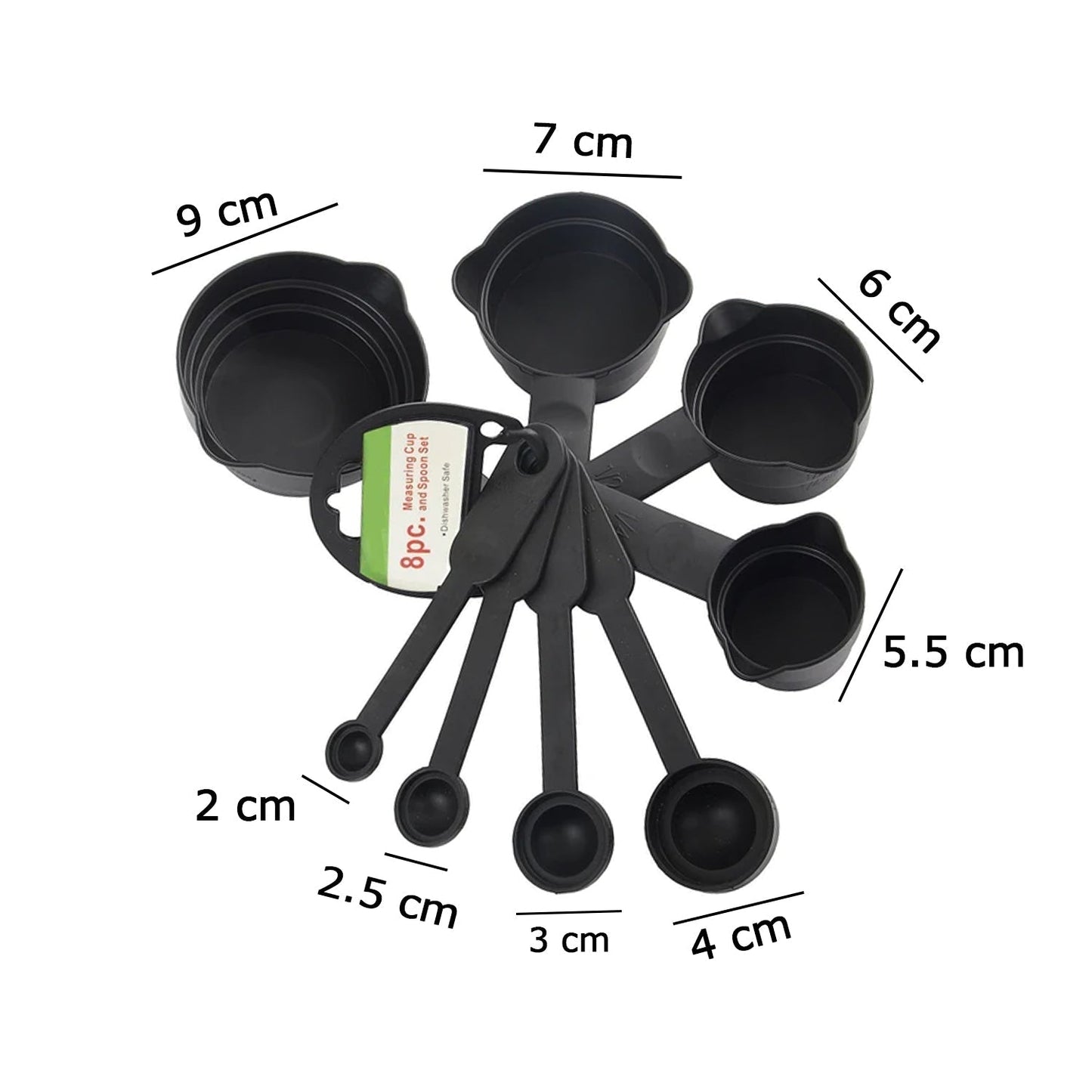 106 Plastic Measuring Cups and Spoons (8 Pcs, Black) Party Hat