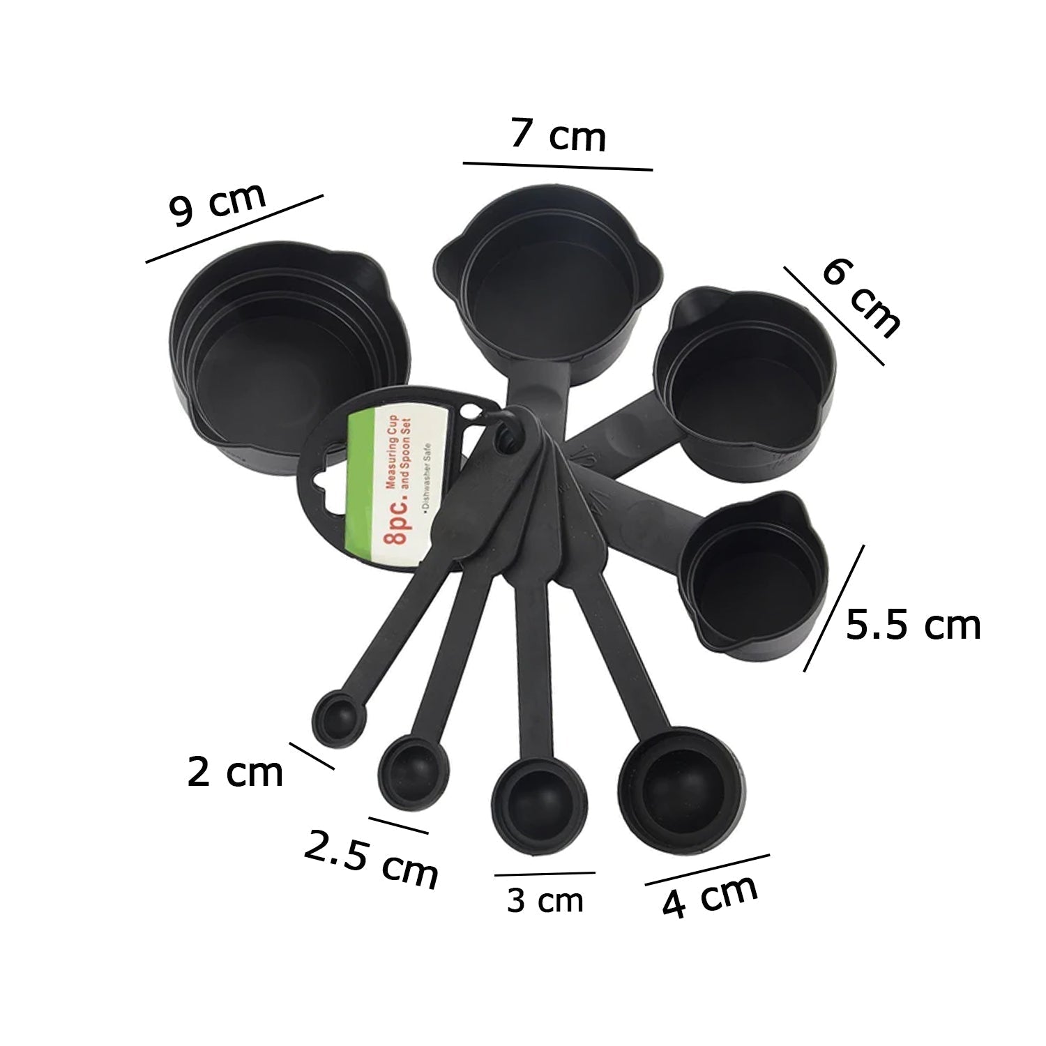 106 Plastic Measuring Cups and Spoons (8 Pcs, Black) Party Hat