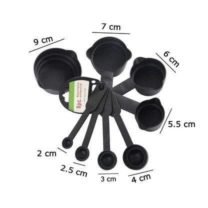 106 Plastic Measuring Cups and Spoons (8 Pcs, Black) Party Hat