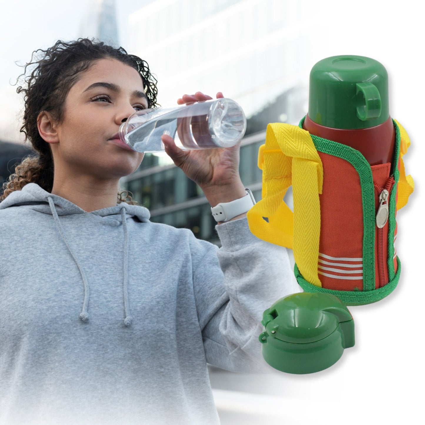 Premium Stainless Steel Insulated Sipper Bottle Print Water FlaskCartoon Vacuum Hot Cold For Kids / Travelling Water Bottle for Kids with Pop up Straw, Double Wall Thermos with Straw & Bottle Zippe Cover For office/Gym/School (550 ML)