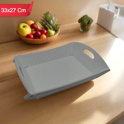 Foldable Serving Tray Plastic Serving Tray With Handle Serving Tray For Food, Kitchen, Outdoors, Restaurants (1 Pc)