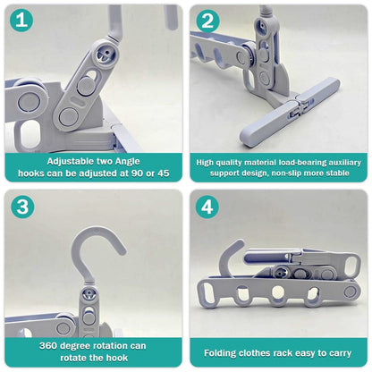 5 holes foldable clothes Hanger, travel clothes hanger, multifunctional clothes hanger, space-saving wall holder, clothes rack, robust clothes hanger for travel, indoors.