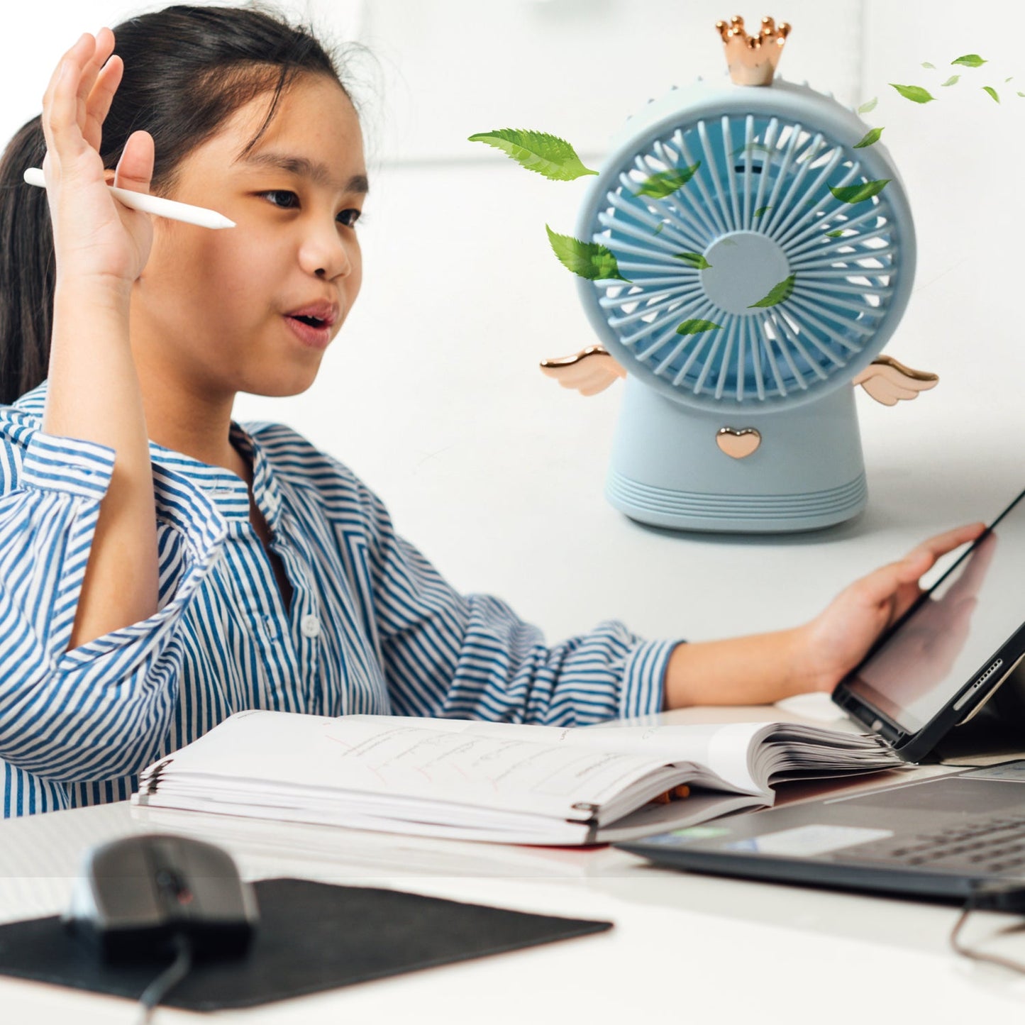 Cute Electric Mini Handheld Fan, Portable USB Rechargeable Mini Fan for Home, Office, Travel and Outdoor Use (1 Pc)