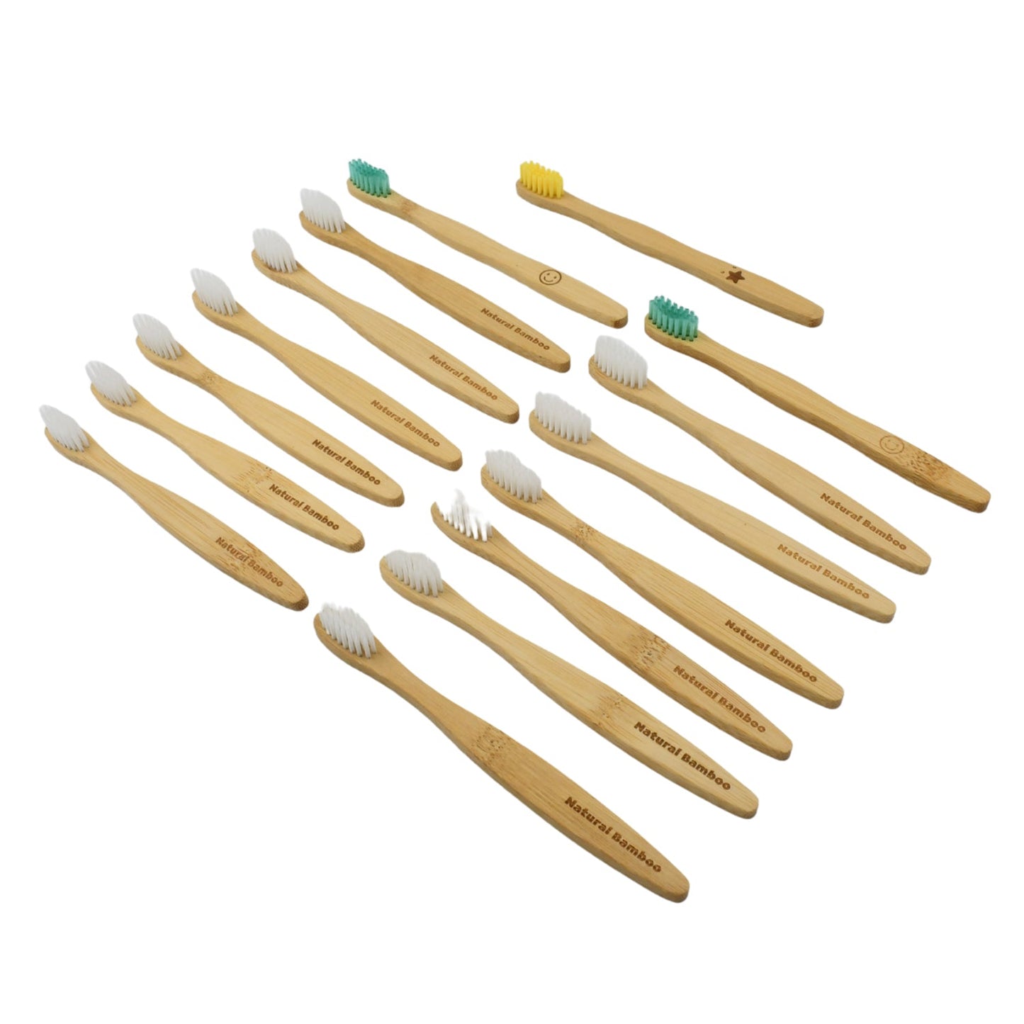 Bamboo Wooden Toothbrush Soft Toothbrush Wooden Child Bamboo Biodegradable Toothbrush, Manual Toothbrush for Adult, Kids (15 pcs set / With Round Box)
