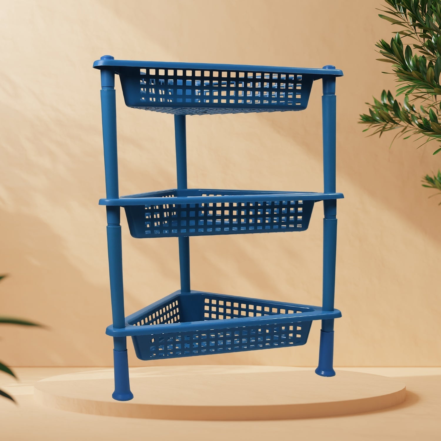 2812 Triangle Storage Plastic 3-Tier Rack Shelf For Kitchen, Living Room, Bathroom, Office