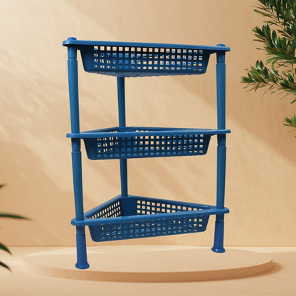 2812 Triangle Storage Plastic 3-Tier Rack Shelf For Kitchen, Living Room, Bathroom, Office