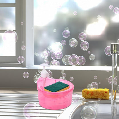 Double Layer Liquid soap Dispenser with Pump and Sponge, Practical for Hotel Sink Clear, Soap Dispensing Liquid Pump Bottle for Home, Kitchen Rectangle ( 2 in 1 )