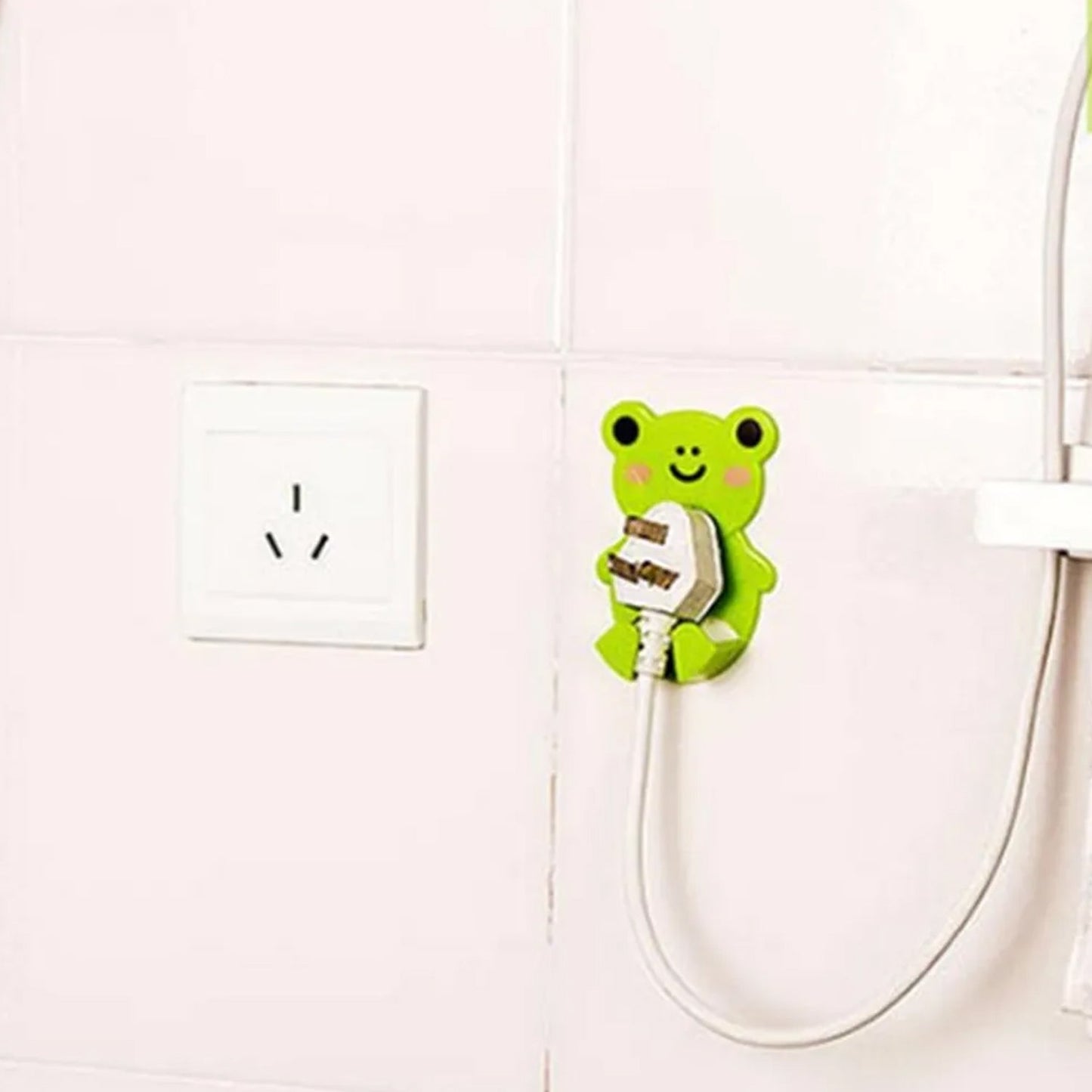 Plastic Adhesive Cable Plug Hook Bathroom Power Plug Socket Holder for office, home and restaurant use 2 pc Set