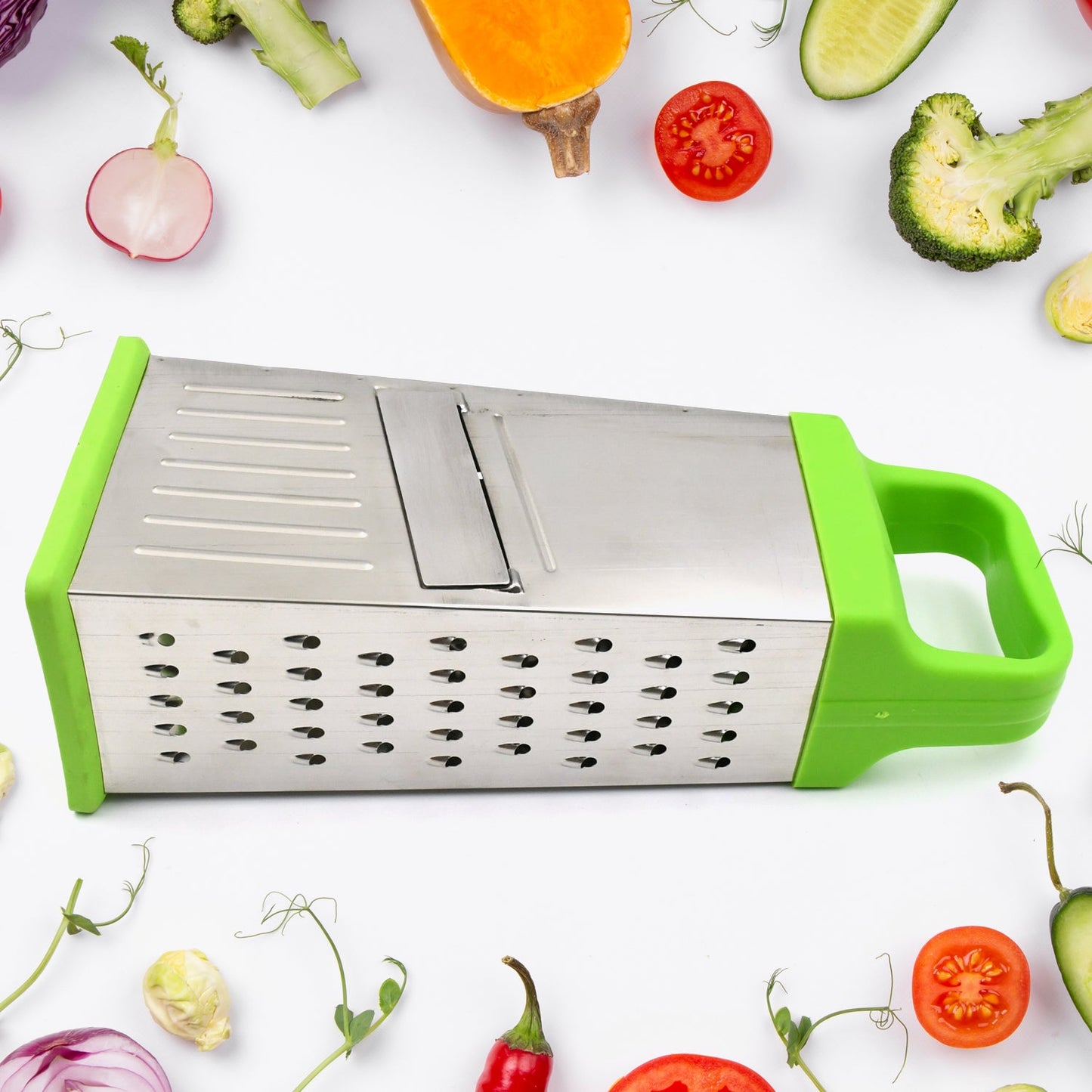 Miracle 5 In 1 Multifunctional Stainless Steel, Cheese Grater With Handle Stainless Steel Material Food Grater For Carrot, Cheese, Panner, Lemon or orange Peel and other Vegetable & Fruit