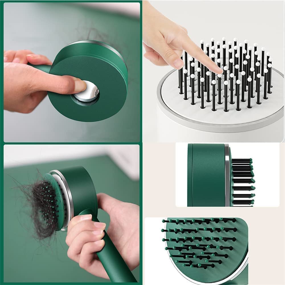 6034 Air Cushion Massage Brush, Airbag Massage Comb with Long Handle, Self-Cleaning Hair Brush, Detangling Anti-Static for All Hair
