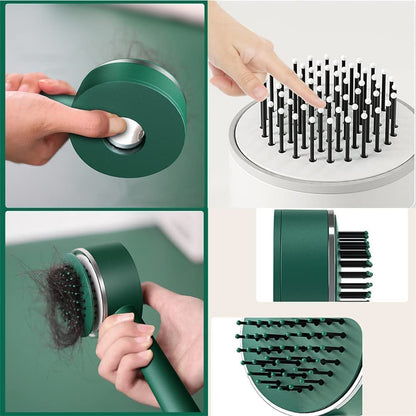 6034 Air Cushion Massage Brush, Airbag Massage Comb with Long Handle, Self-Cleaning Hair Brush, Detangling Anti-Static for All Hair
