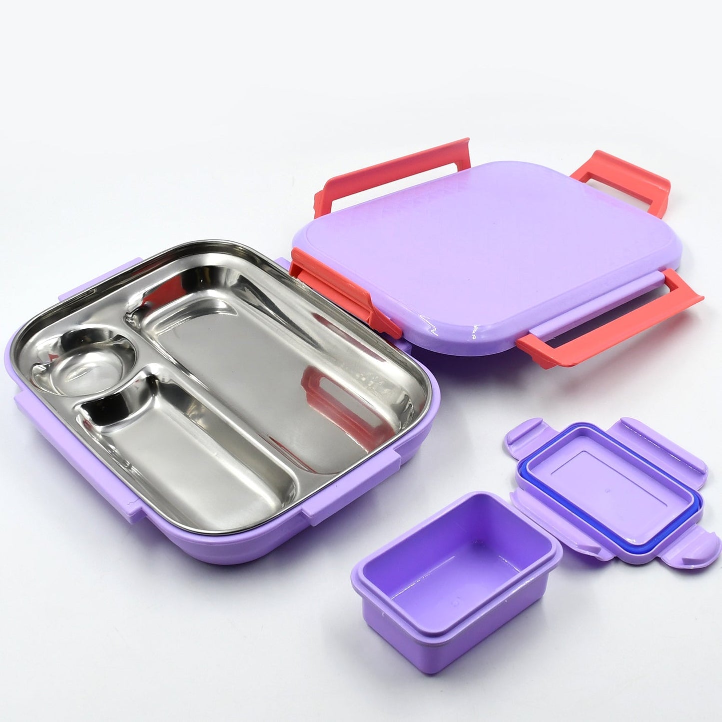 5365 Lunch Box Plastic with steel plate, small lunch box High Quality Box For Kids School Customized Plastic Lunch Box for Girls & Boy