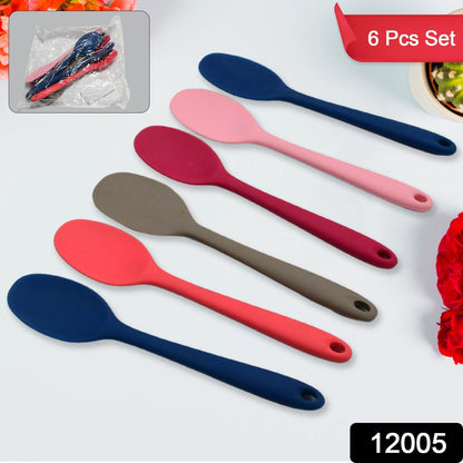Multipurpose Silicone Spoon, Silicone Basting Spoon Non-Stick Kitchen Utensils Household Gadgets Heat-Resistant Non Stick Spoons Kitchen Cookware Items For Cooking and Baking (6 Pcs Set)