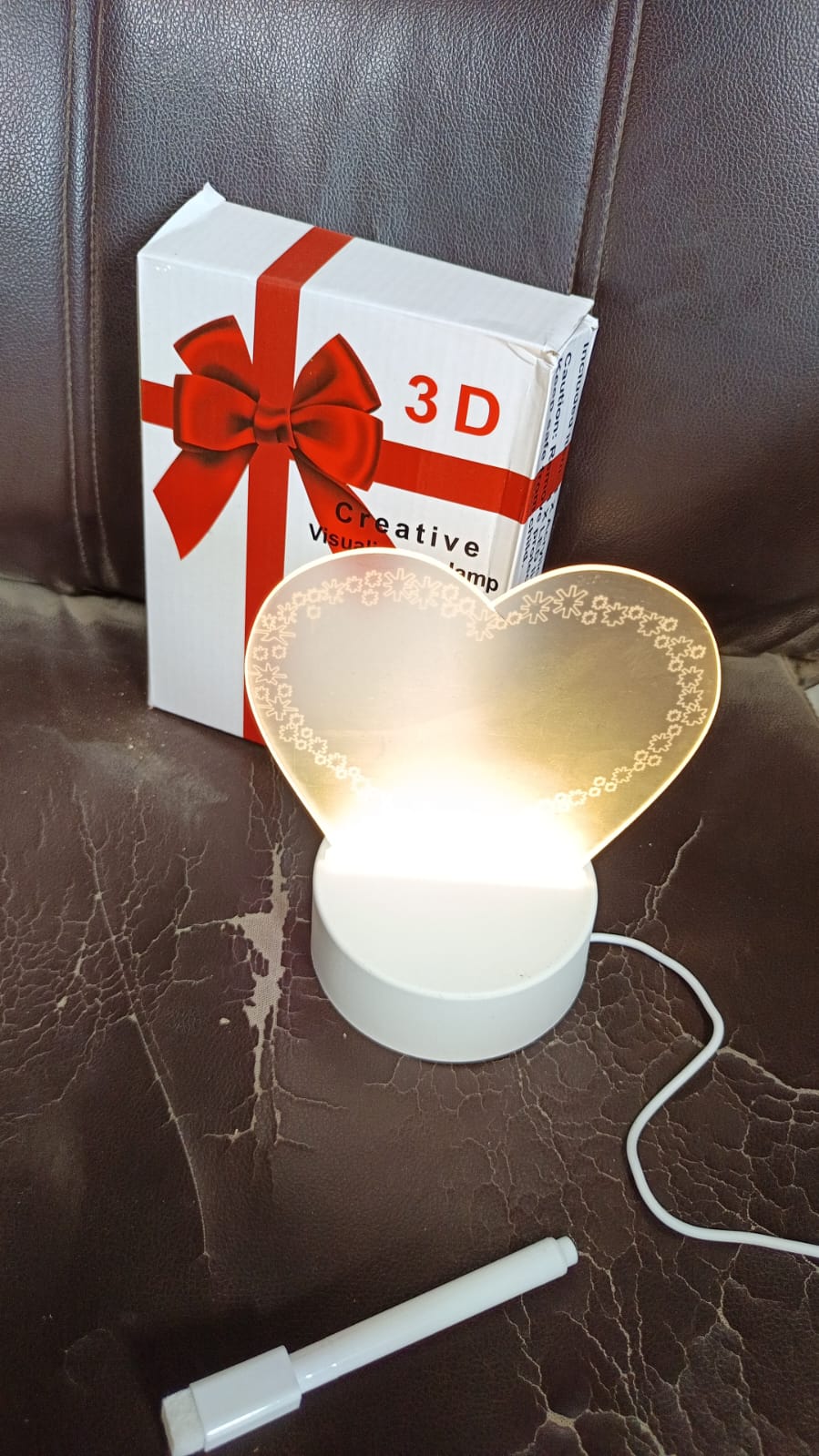 Creative Visualization Lamp 3 D Acrylic Decorative Lamp for Creative Keeps Notes Drawing Table Lamp for Home Decor / Bedroom / Gift / Office Decoration / Erasable Board (Heart-Shape / 1 pc)
