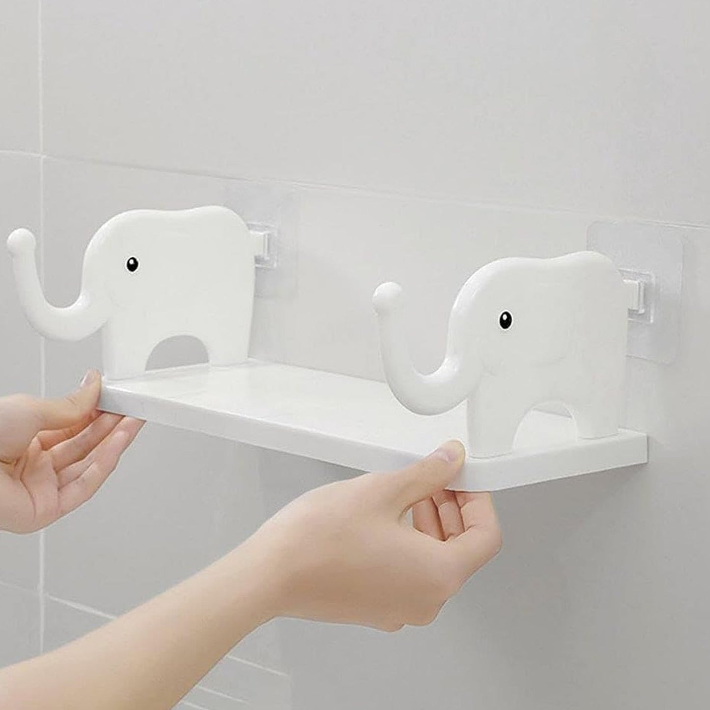 MULTIFUNCTIONAL ELEPHANT SHAPED STORAGE SHELF, NO PUNCHING WALL MOUNTED MINI STORAGE RACK, CREATIVE CUTE ELEPHANT SHELF ORGANIZER FOR KITCHEN BATHROOM BEDROOM STUDY