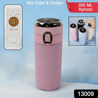 Smart Vacuum Insulated Water Bottle with LED Temperature Display, Cold & Hot | Leak Proof | Office Bottle | Gym | Home | Kitchen | Hiking | Trekking | Travel Bottle (Mix Color & Design / 300 ML Approx)